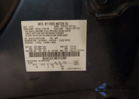 2021 Ford Ecosport Ses from USA, damaged, VIN MAJ6S3JL2MC455389